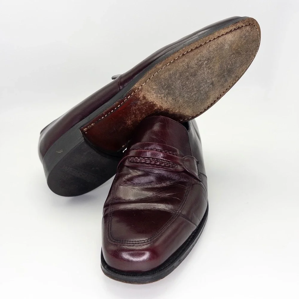 Florsheim Men's Size 8D Loafers Burgundy Leather Braided Dress Shoes USA 33472